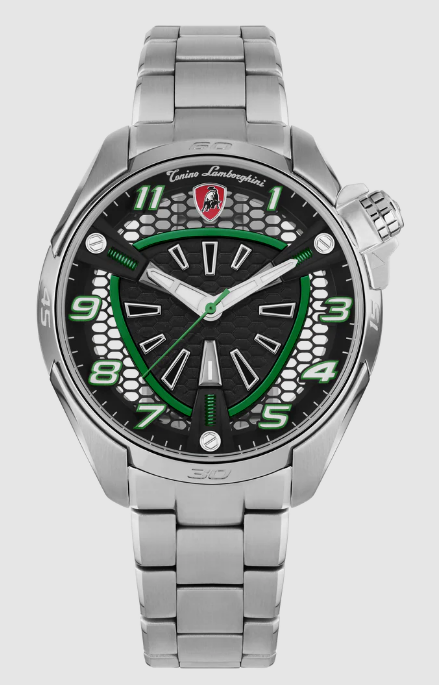 best luxury Lamborghini SHOCK ABS Silver/Green TLX_TLABSG-SS-B watches for men